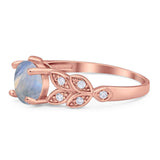 Round Natural Stone Leaf Design Ring