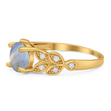 Round Natural Stone Leaf Design Ring