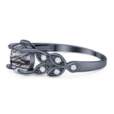 Round Natural Stone Leaf Design Ring