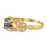 Round Natural Stone Leaf Design Ring