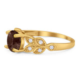 Round Natural Stone Leaf Design Ring