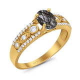 Vintage Style Oval Natural Stone Ring