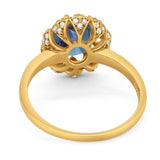 Art Deco Oval Natural Stone Floral Ring