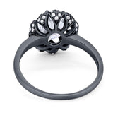 Art Deco Oval Natural Stone Floral Ring