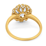 Art Deco Oval Natural Stone Floral Ring