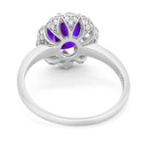 Art Deco Oval Natural Stone Floral Ring