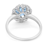 Art Deco Oval Natural Stone Floral Ring