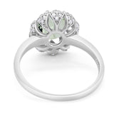 Art Deco Oval Natural Stone Floral Ring