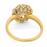 Art Deco Oval Natural Stone Floral Ring