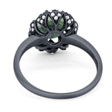 Art Deco Oval Natural Stone Floral Ring