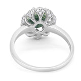 Art Deco Oval Natural Stone Floral Ring
