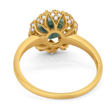 Art Deco Oval Natural Stone Floral Ring