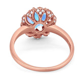 Art Deco Oval Natural Stone Floral Ring