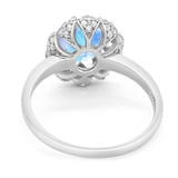 Art Deco Oval Natural Stone Floral Ring