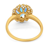 Art Deco Oval Natural Stone Floral Ring