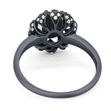 Art Deco Oval Natural Stone Floral Ring