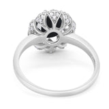 Art Deco Oval Natural Stone Floral Ring