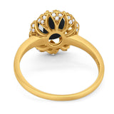 Art Deco Oval Natural Stone Floral Ring