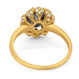 Art Deco Oval Natural Stone Floral Ring