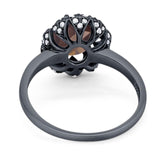 Art Deco Oval Natural Stone Floral Ring