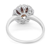 Art Deco Oval Natural Stone Floral Ring