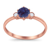 Art Deco Round Natural Stone Three Stone Ring