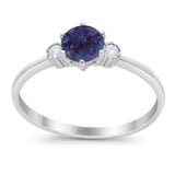 Art Deco Round Natural Stone Three Stone Ring