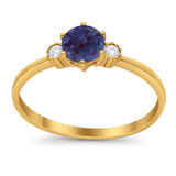 Art Deco Round Natural Stone Three Stone Ring