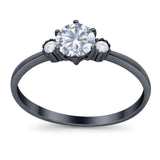 Art Deco Round Natural Stone Three Stone Ring