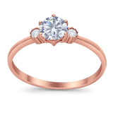 Art Deco Round Natural Stone Three Stone Ring