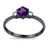 Art Deco Round Natural Stone Three Stone Ring