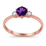 Art Deco Round Natural Stone Three Stone Ring