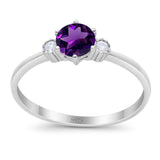 Art Deco Round Natural Stone Three Stone Ring