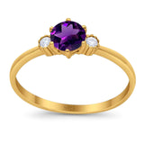 Art Deco Round Natural Stone Three Stone Ring