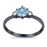 Art Deco Round Natural Stone Three Stone Ring