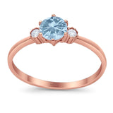 Art Deco Round Natural Stone Three Stone Ring