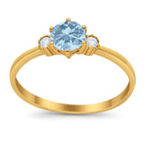 Art Deco Round Natural Stone Three Stone Ring