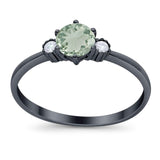 Art Deco Round Natural Stone Three Stone Ring