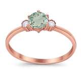 Art Deco Round Natural Stone Three Stone Ring