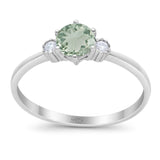 Art Deco Round Natural Stone Three Stone Ring