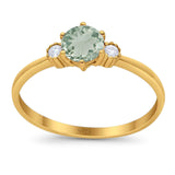 Art Deco Round Natural Stone Three Stone Ring