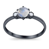 Art Deco Round Natural Stone Three Stone Ring