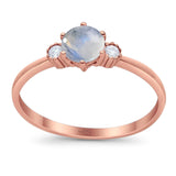 Art Deco Round Natural Stone Three Stone Ring