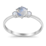 Art Deco Round Natural Stone Three Stone Ring