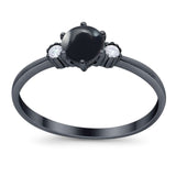 Art Deco Round Natural Stone Three Stone Ring