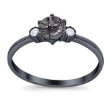 Art Deco Round Natural Stone Three Stone Ring