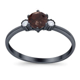 Art Deco Round Natural Stone Three Stone Ring