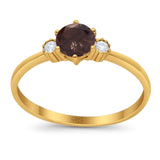 Art Deco Round Natural Stone Three Stone Ring