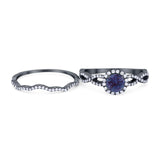 Two Piece Round Natural Stone Twisted Ring
