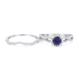 Two Piece Round Natural Stone Twisted Ring